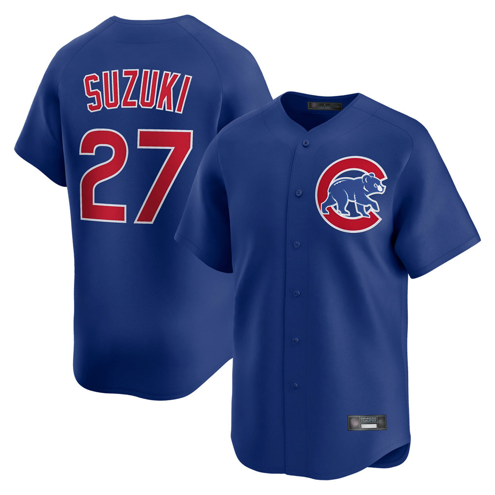 harde C.Cubs #27 Seiya Suzuki Player Royal Limited Home Stitched Jerseys