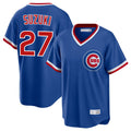 harde C.Cubs #27 Seiya Suzuki Player Royal T-shirt Cooperstown Collection Limited Stitched Jerseys