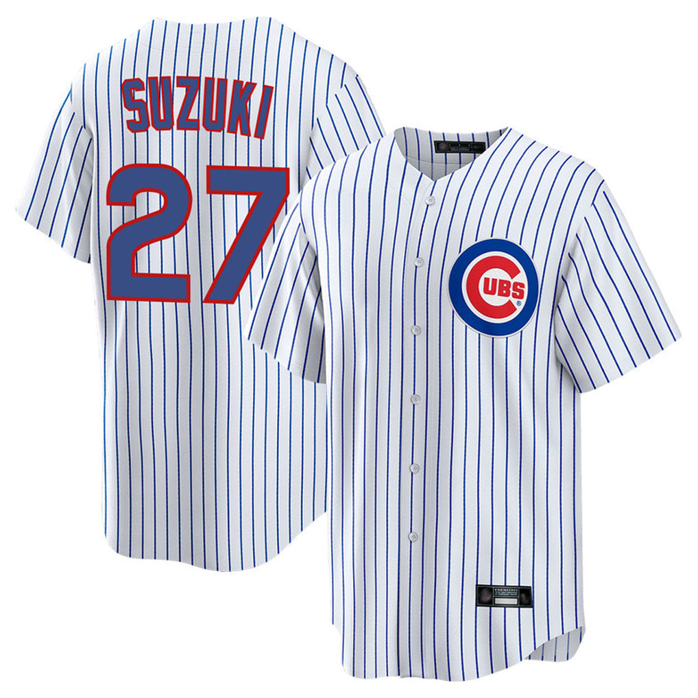 harde C.Cubs #27 Seiya Suzuki Player White Game Home Stitched Jerseys