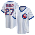 harde C.Cubs #27 Seiya Suzuki Player White T-shirt Cooperstown Collection Limited Stitched Jerseys