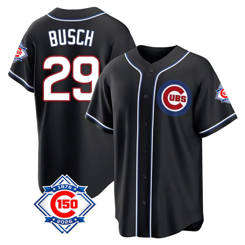 harde C.Cubs #29 Michael Busch Player Black Fashion Out Game Stitched Jerseys