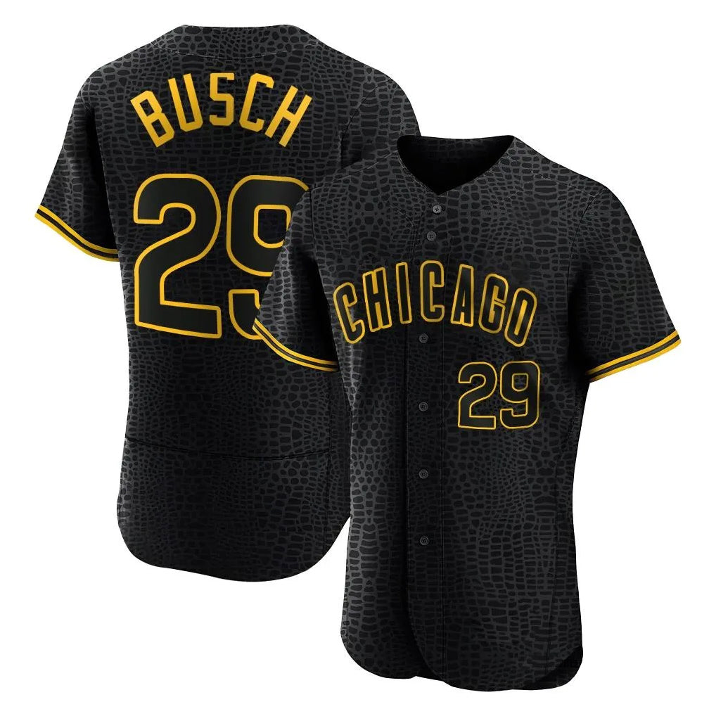 harde C.Cubs #29 Michael Busch Player Black Snake Skin City Limited Elite Home Game Stitched Jerseys