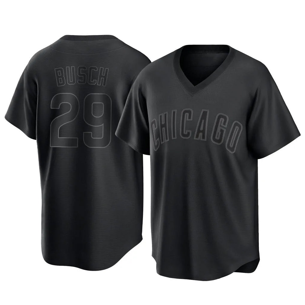 harde C.Cubs #29 Michael Busch Player Black T-shirt Home Game Stitched Jerseys