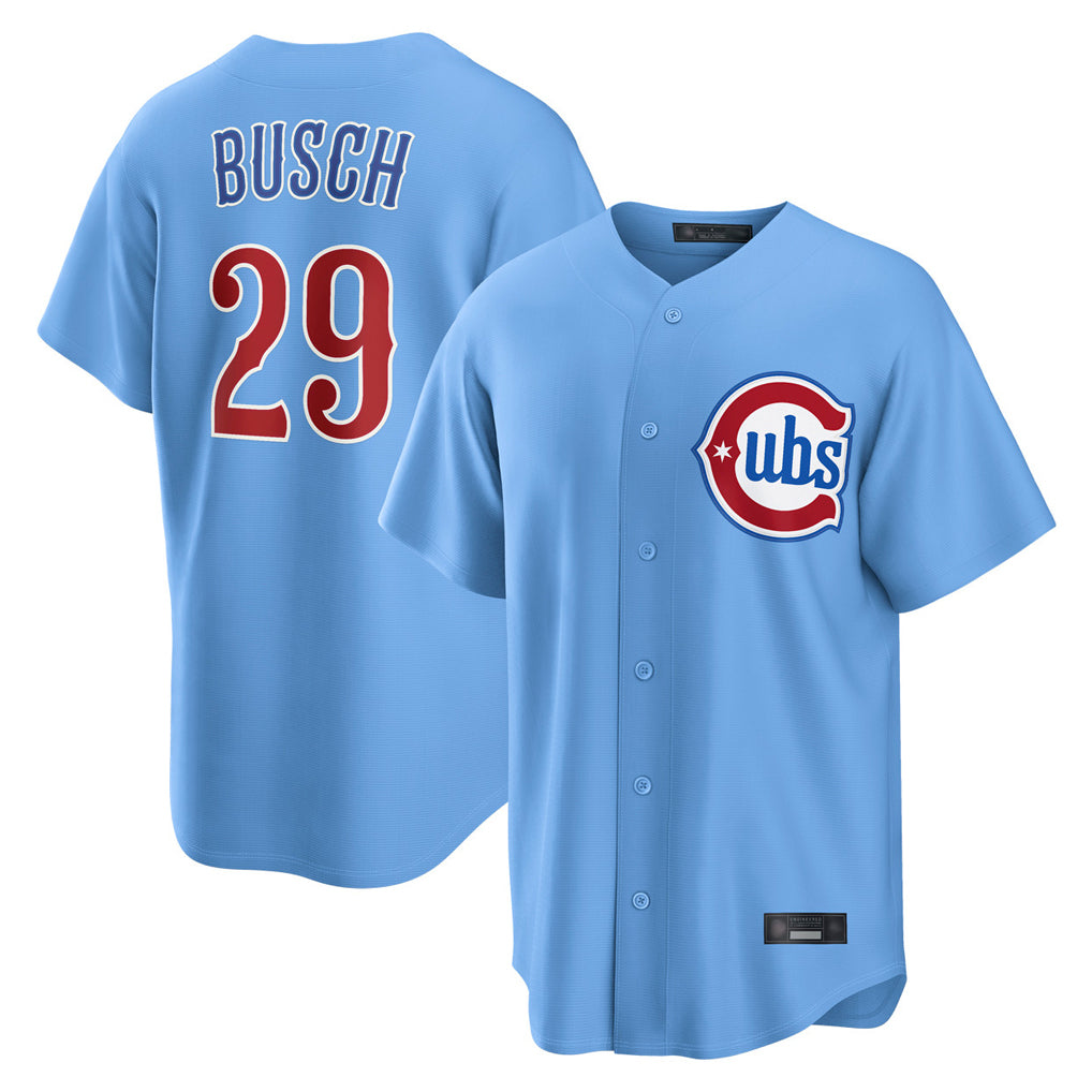 harde C.Cubs #29 Michael Busch Player Light Blue Home Game Stitched Jerseys
