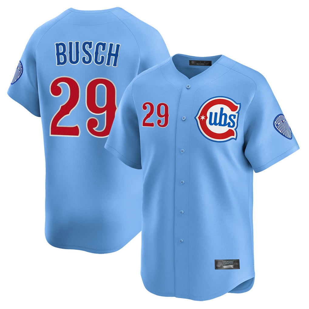 harde C.Cubs #29 Michael Busch Player Light Blue Limited Home Stitched Jerseys