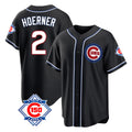 harde C.Cubs #2 Nico Hoerner Player Black Fashion Out 150th Anniversary Game Stitched Jerseys
