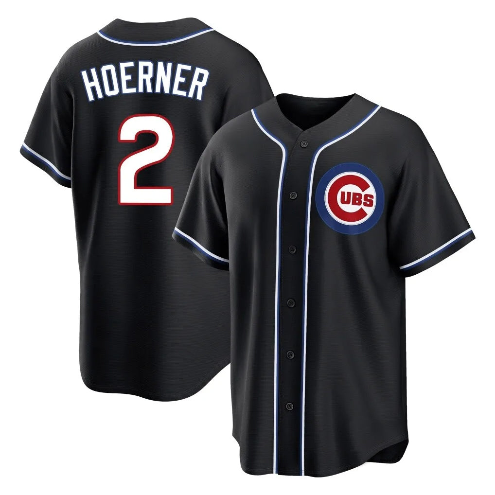 harde C.Cubs #2 Nico Hoerner Player Black Fashion Out Game Stitched Jerseys