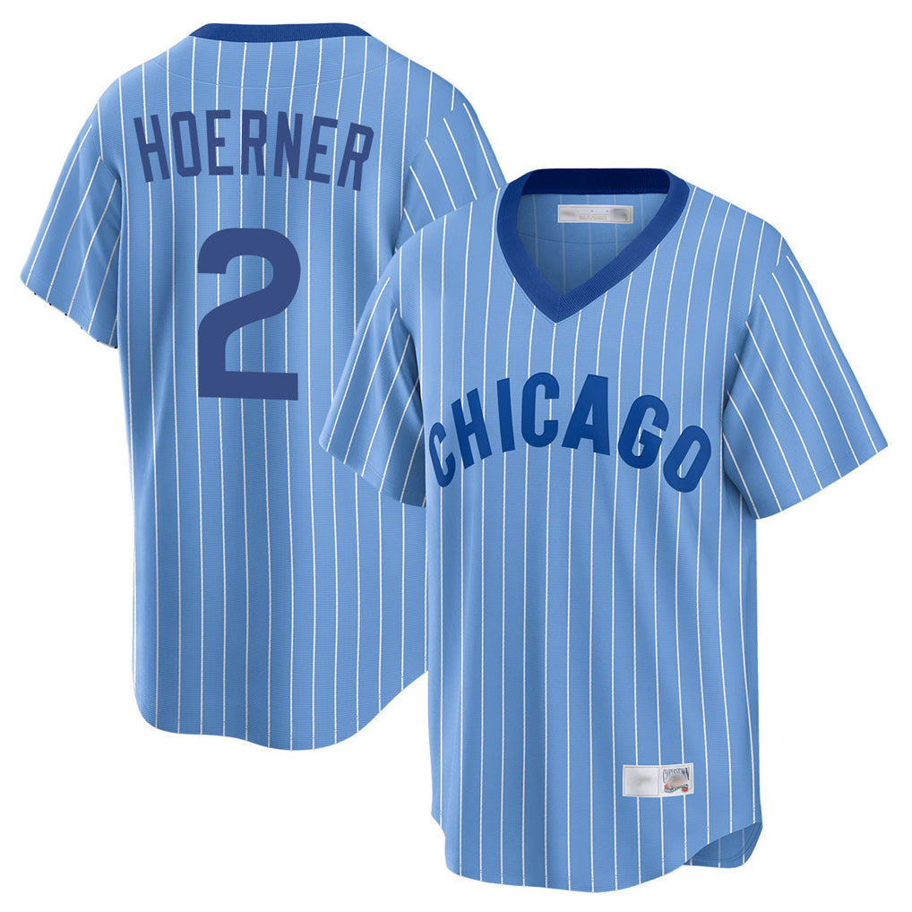 harde C.Cubs #2 Nico Hoerner Player Blue T-shirt Cooperstown Collection Limited Stitched Jerseys