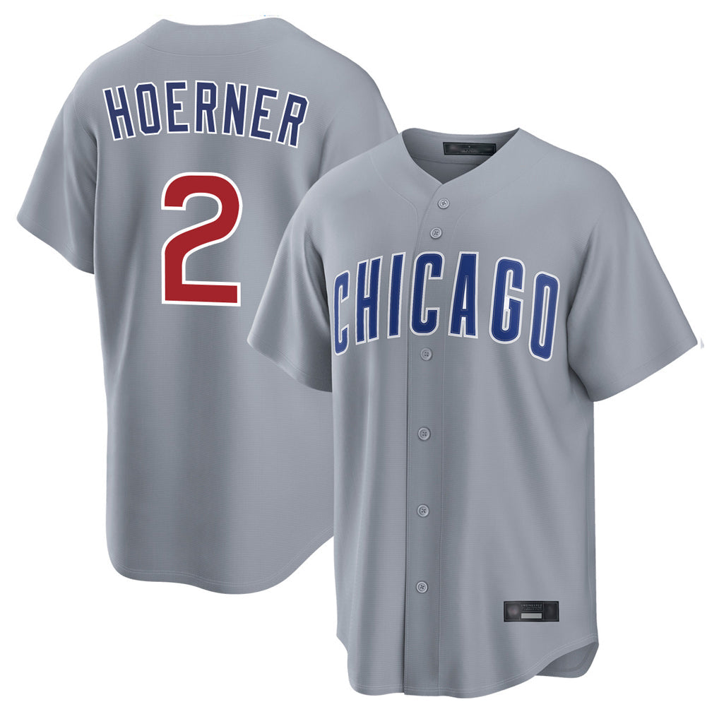 harde C.Cubs #2 Nico Hoerner Player Gray Home Game Stitched Jerseys