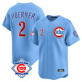 harde C.Cubs #2 Nico Hoerner Player Light Blue 150th Anniversary Limited Home Stitched Jerseys
