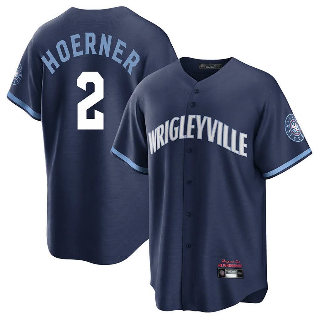 harde C.Cubs #2 Nico Hoerner Player Navy City Connect Home Game Stitched Jerseys