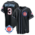 harde C.Cubs #3 Alex Bregman Black Fashion Out 150th Anniversary Game Stitched Jerseys