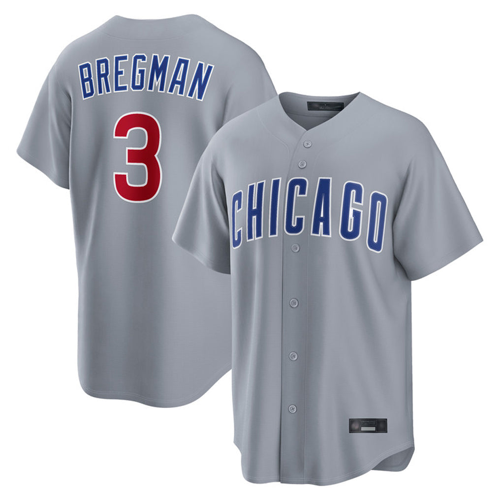 harde C.Cubs #3 Alex Bregman Gray Home Game Stitched Jerseys