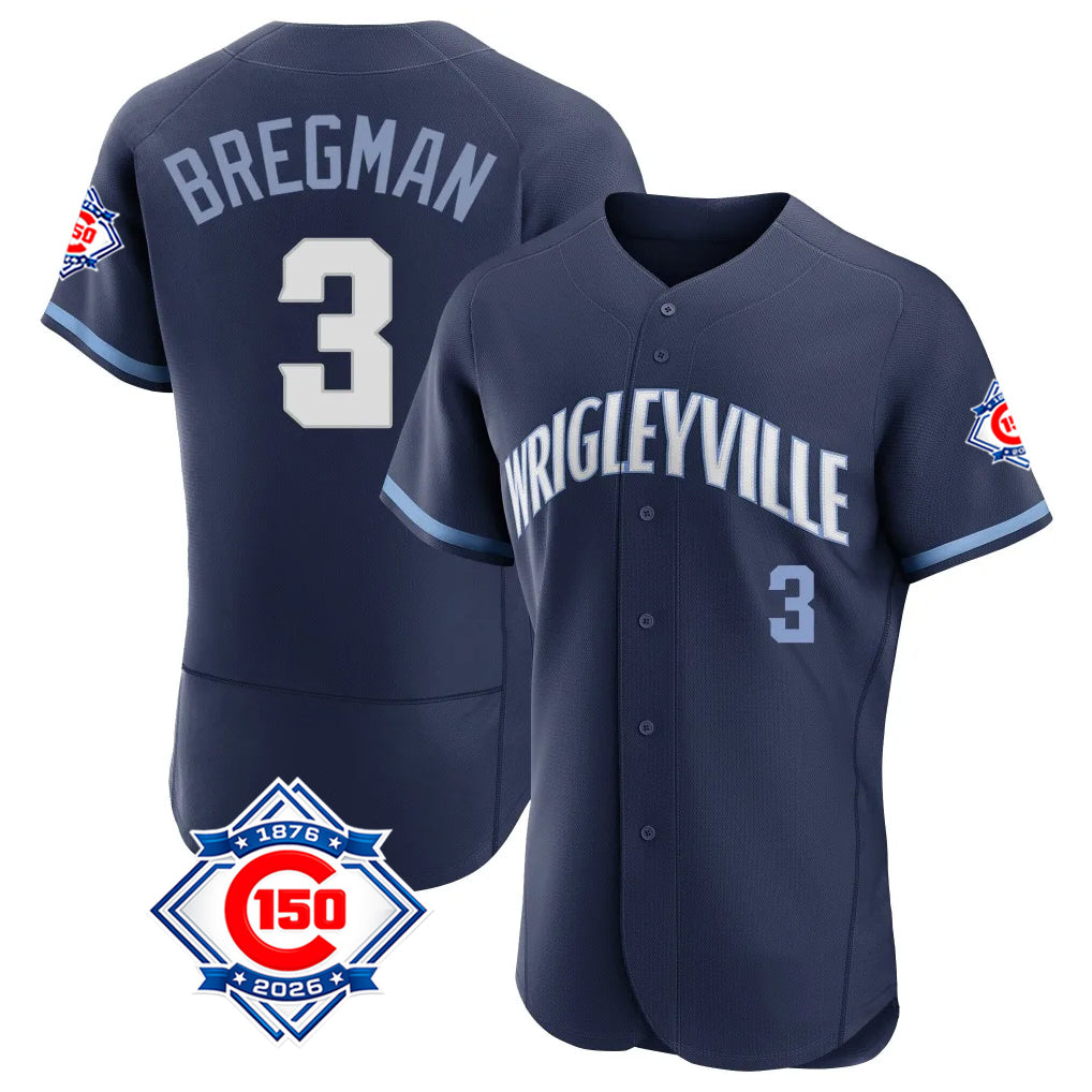 harde C.Cubs #3 Alex Bregman Navy City Connect 150th Anniversary Limited Elite Home Stitched Jerseys