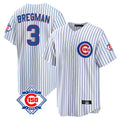 harde C.Cubs #3 Alex Bregman White 150th Anniversary Home Game Stitched Jerseys