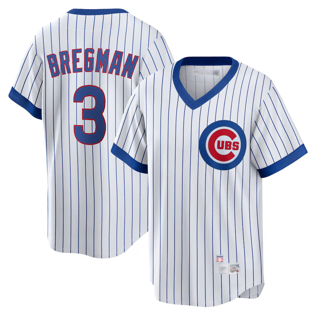 harde C.Cubs #3 Alex Bregman White T-shirt Cooperstown Collection Limited Stitched Jerseys