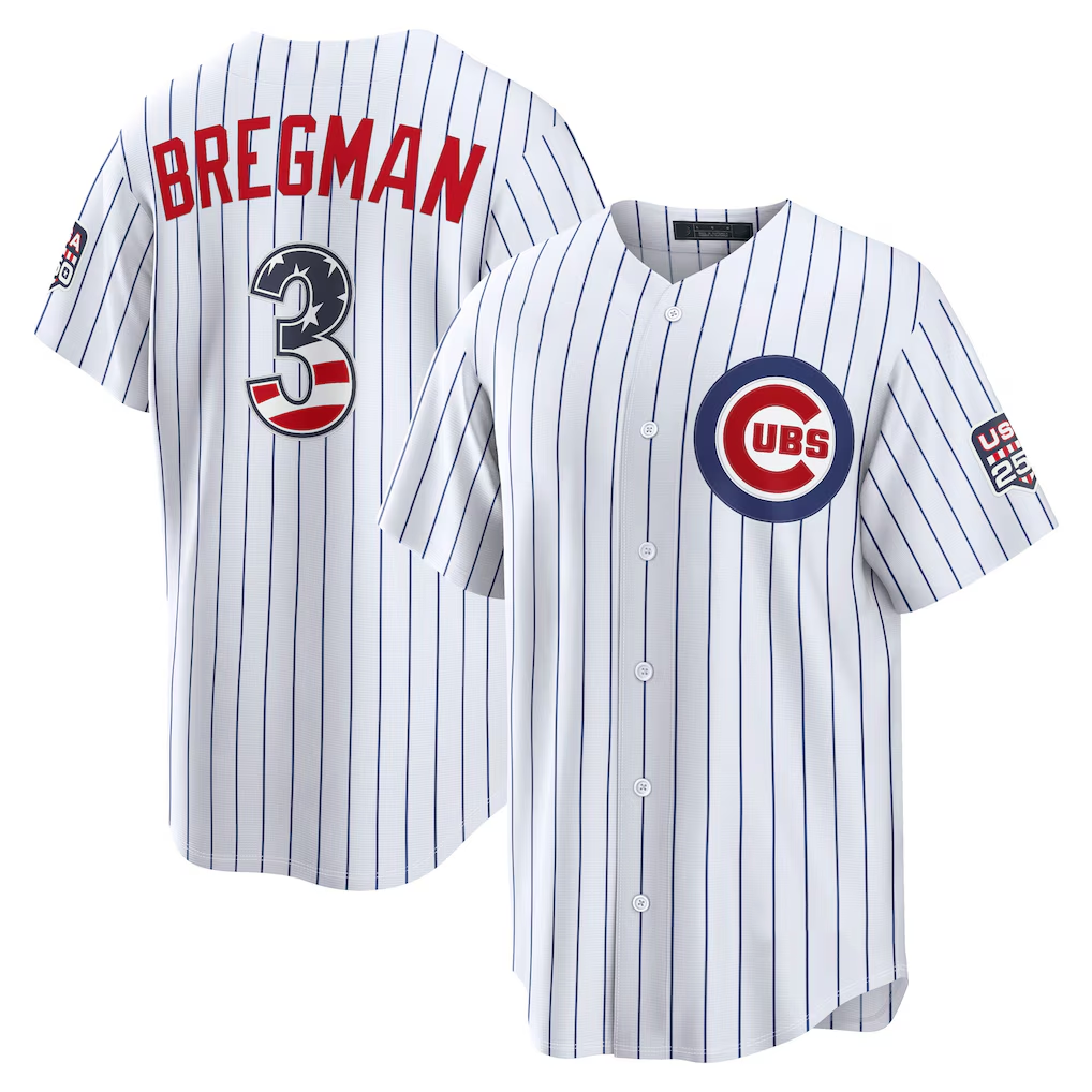 harde C.Cubs #3 Alex Bregman White USA 250 Fourth of July Home Stadium Jersey