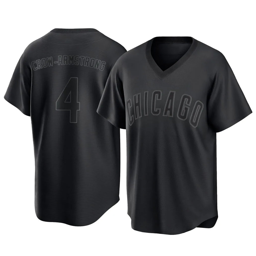 harde C.Cubs #4 Pete Crow-Armstrong Player Black T-shirt Home Game Stitched Jerseys