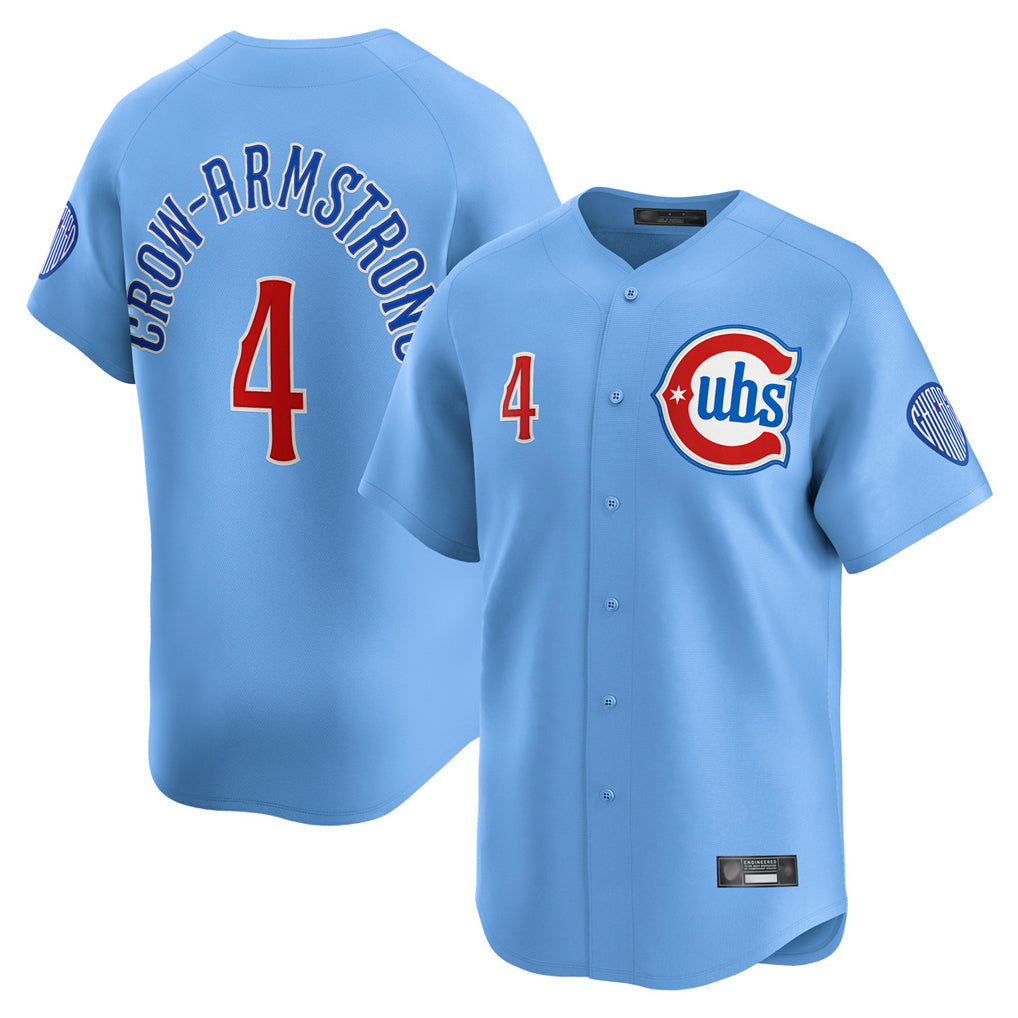 harde C.Cubs #4 Pete Crow-Armstrong Player Light Blue Limited Home Stitched Jerseys