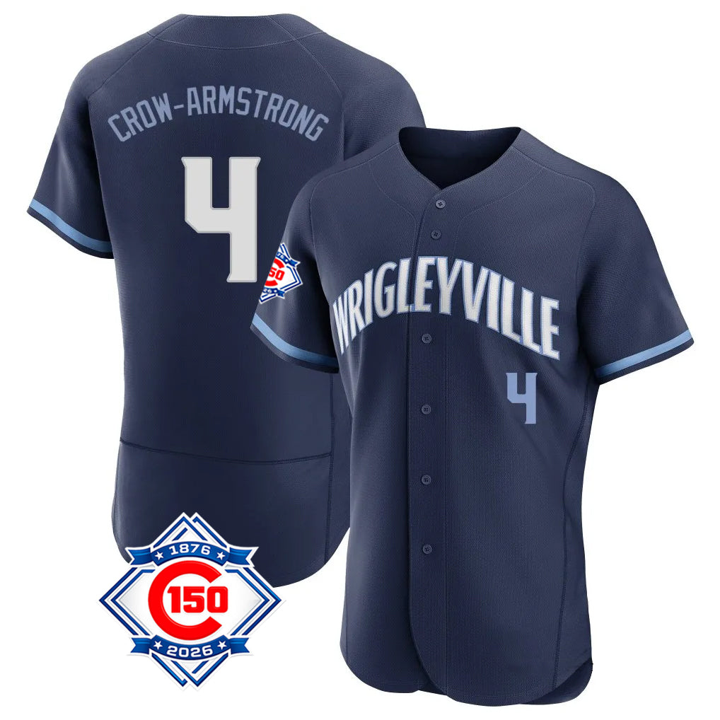 harde C.Cubs #4 Pete Crow-Armstrong Player Navy City Connect 150th Anniversary Limited Elite Home Stitched Jerseys