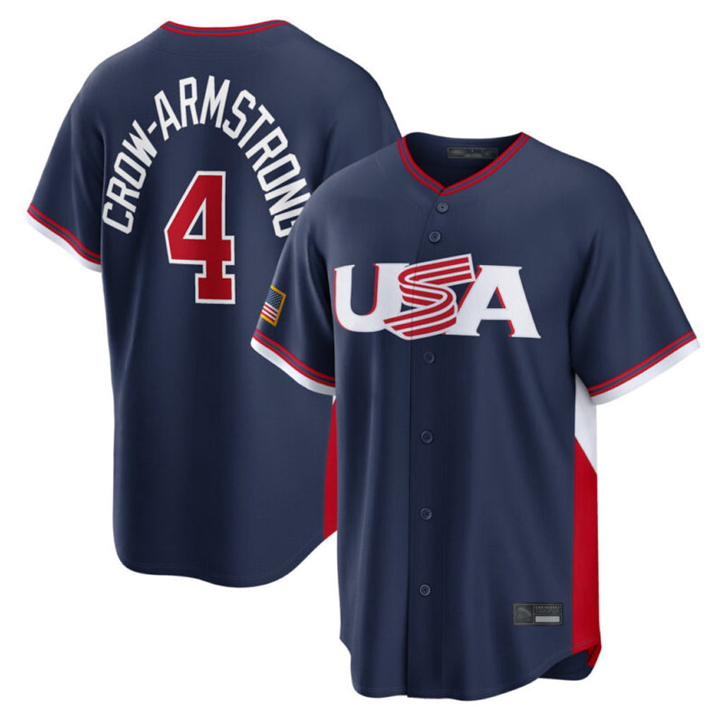harde C.Cubs #4 Pete Crow-Armstrong Player Navy USA 2026 World Classic Home Limited Stitched Jerseys