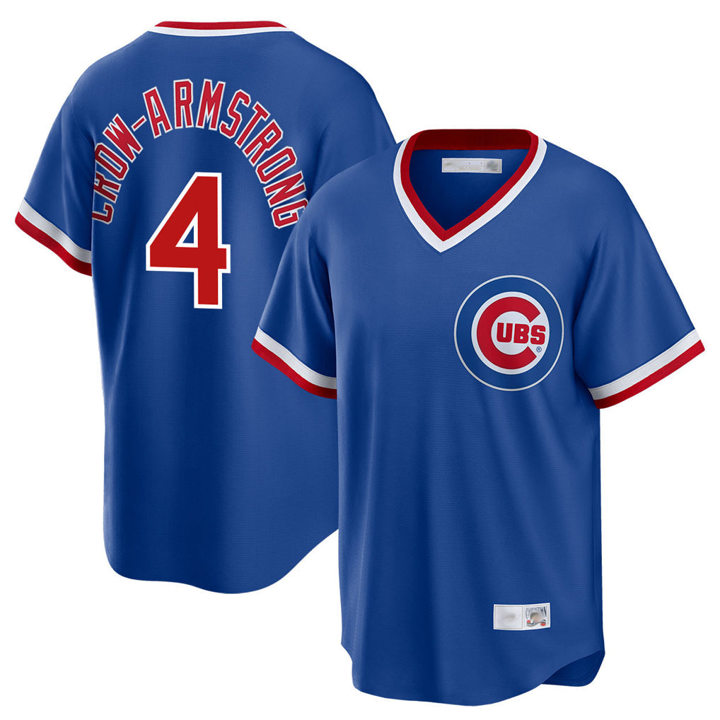 harde C.Cubs #4 Pete Crow-Armstrong Player Royal T-shirt Cooperstown Collection Limited Stitched Jerseys