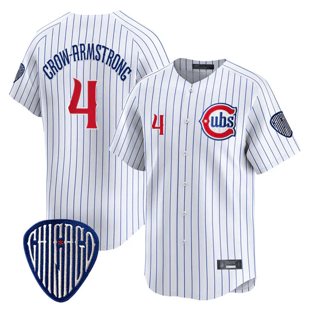 harde C.Cubs #4 Pete Crow-Armstrong Player White Pinstripe Vapor Premier Limited Home Stitched Jerseys
