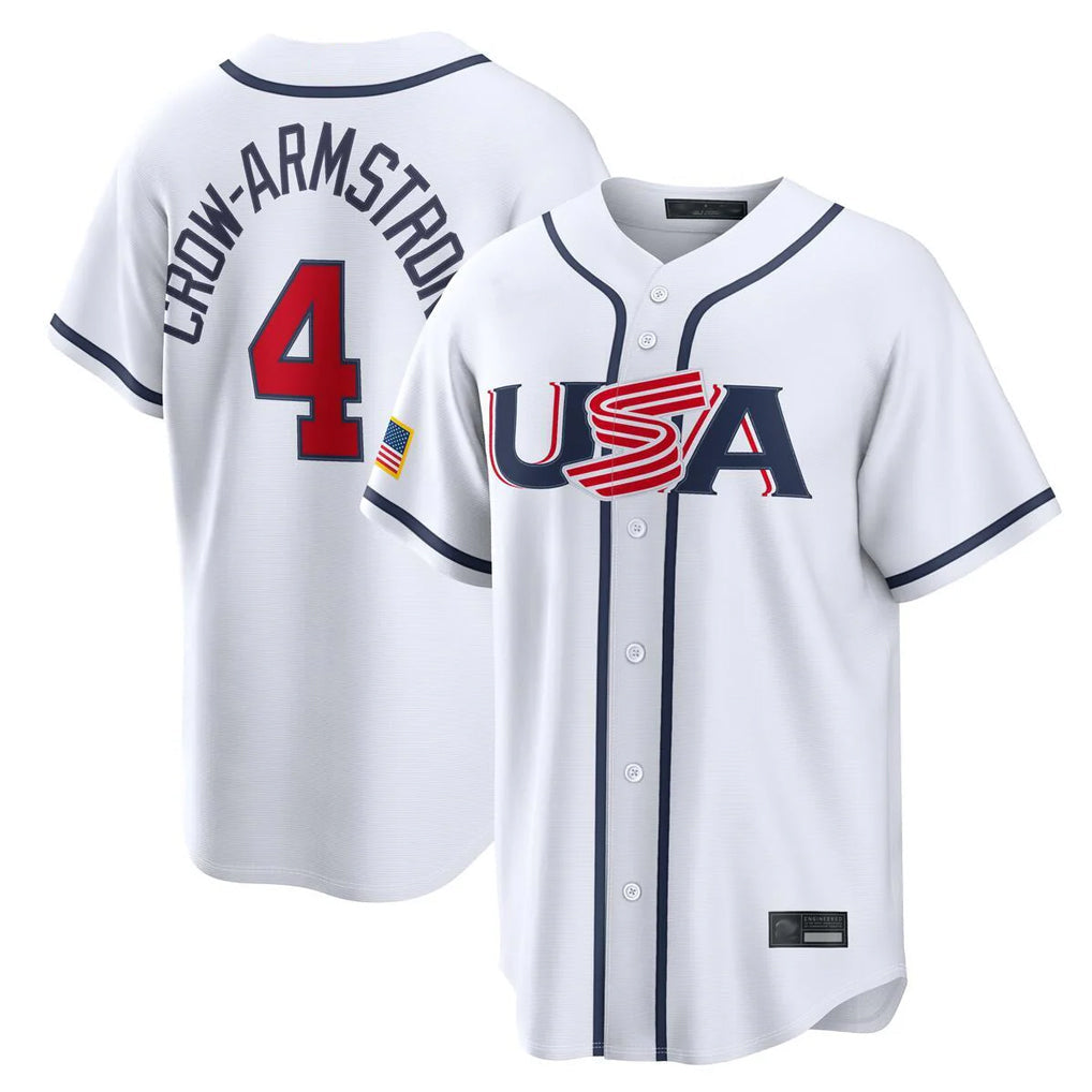 harde C.Cubs #4 Pete Crow-Armstrong Player White USA 2026 World Classic Home Limited Stitched Jerseys