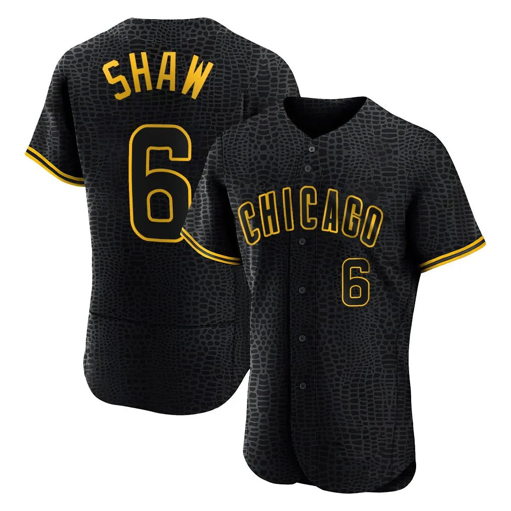 harde C.Cubs #6 Matt Shaw Player Black Snake Skin City Limited Elite Home Game Stitched Jerseys
