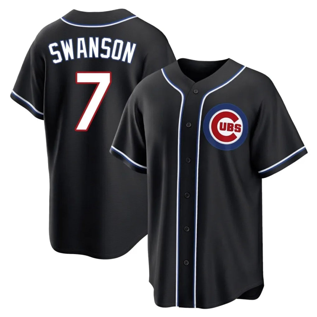 harde C.Cubs #7 Dansby Swanson Player Black Fashion Out Game Stitched Jerseys