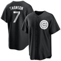 harde C.Cubs #7 Dansby Swanson Player Black Game Stitched Jerseys