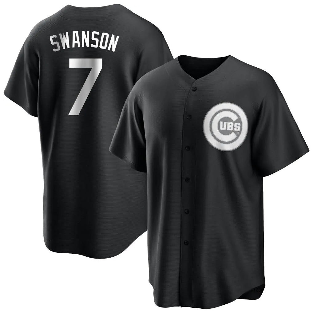 harde C.Cubs #7 Dansby Swanson Player Black Game Stitched Jerseys