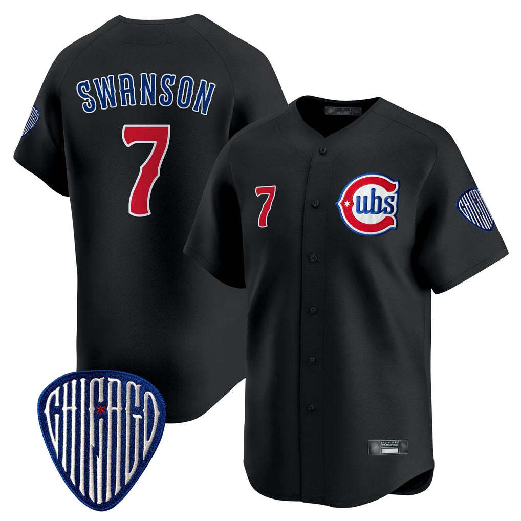 harde C.Cubs #7 Dansby Swanson Player Black Vapor Premier Limited Home Stitched Jerseys