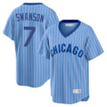 harde C.Cubs #7 Dansby Swanson Player Blue T-shirt Cooperstown Collection Limited Stitched Jerseys