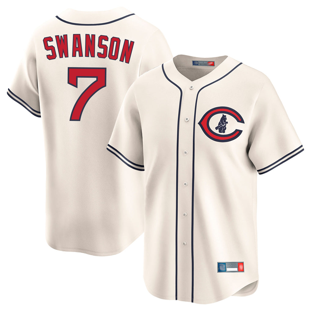 harde C.Cubs #7 Dansby Swanson Player Cream Field of Dreams Limited Home Game Stitched Jerseys