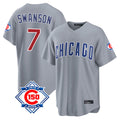 harde C.Cubs #7 Dansby Swanson Player Gray 150th Anniversary Home Game Stitched Jerseys