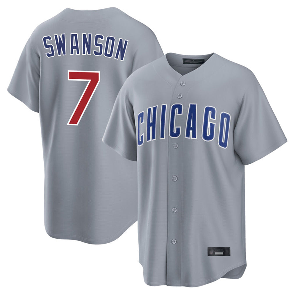 harde C.Cubs #7 Dansby Swanson Player Gray Home Game Stitched Jerseys