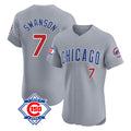 harde C.Cubs #7 Dansby Swanson Player Gray Road 150th Anniversary Limited Elite Home Stitched Jerseys