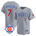 harde C.Cubs #7 Dansby Swanson Player Gray Road 150th Anniversary Limited Home Stitched Jerseys