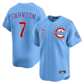 harde C.Cubs #7 Dansby Swanson Player Light Blue Limited Home Stitched Jerseys