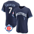 harde C.Cubs #7 Dansby Swanson Player Navy City Connect 150th Anniversary Limited Elite Home Stitched Jerseys