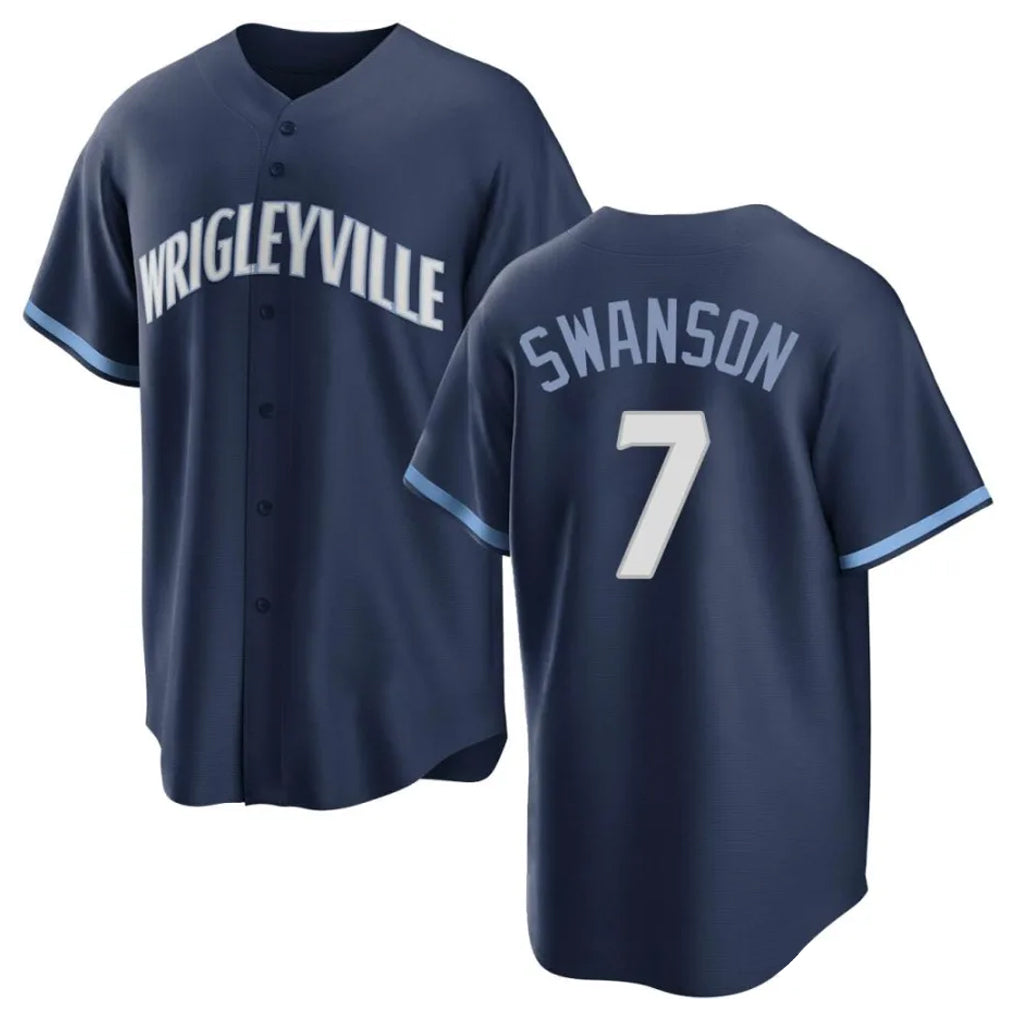 harde C.Cubs #7 Dansby Swanson Player Navy City Connect Home Game Stitched Jerseys