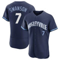 harde C.Cubs #7 Dansby Swanson Player Navy City Connect Limited Elite Home Stitched Jerseys