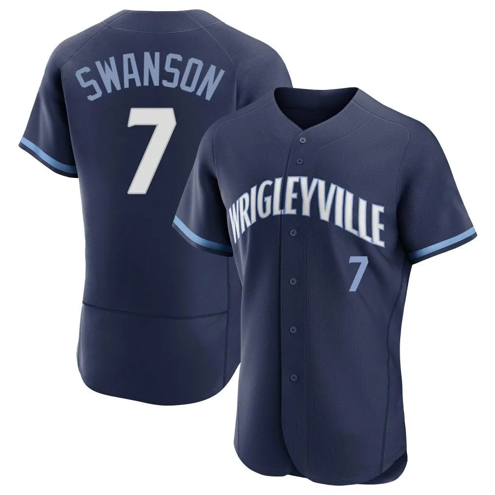 harde C.Cubs #7 Dansby Swanson Player Navy City Connect Limited Elite Home Stitched Jerseys