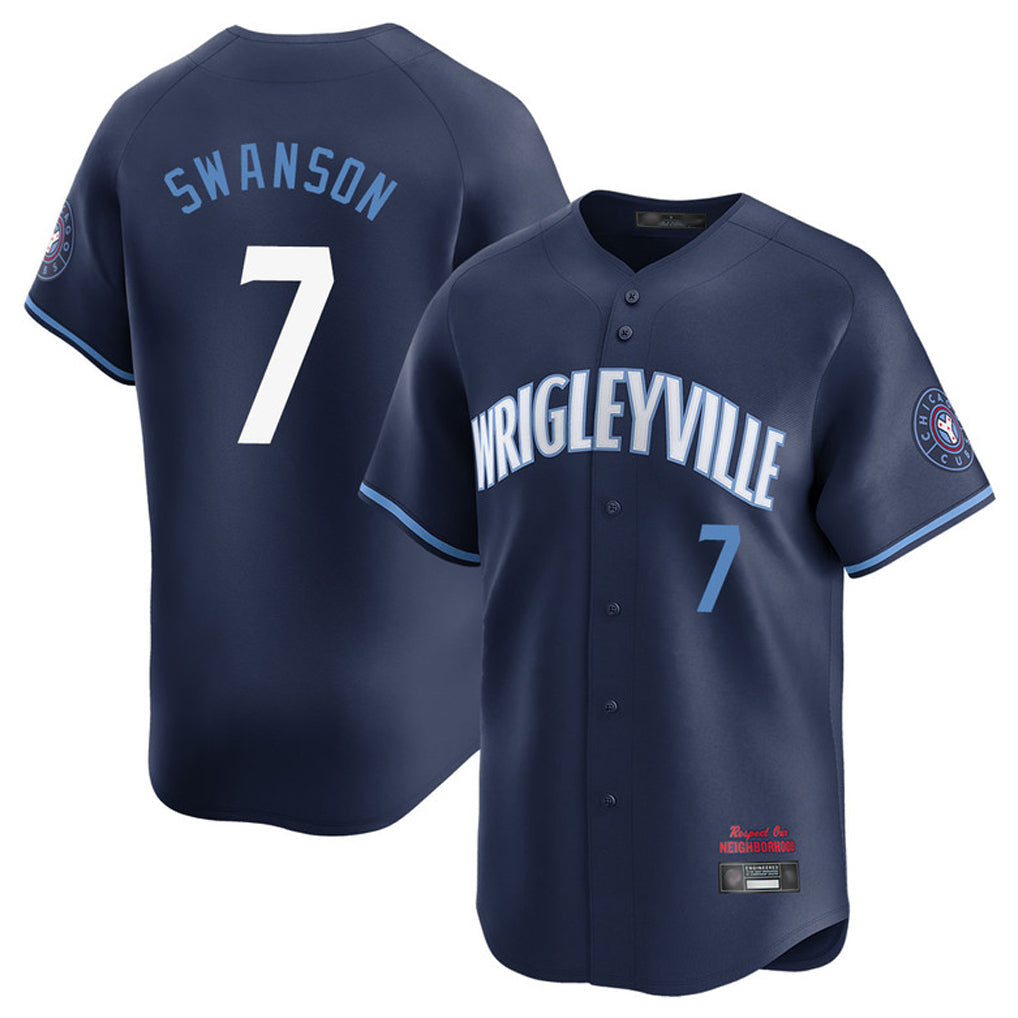 harde C.Cubs #7 Dansby Swanson Player Navy City Connect Limited Home Stitched Jerseys