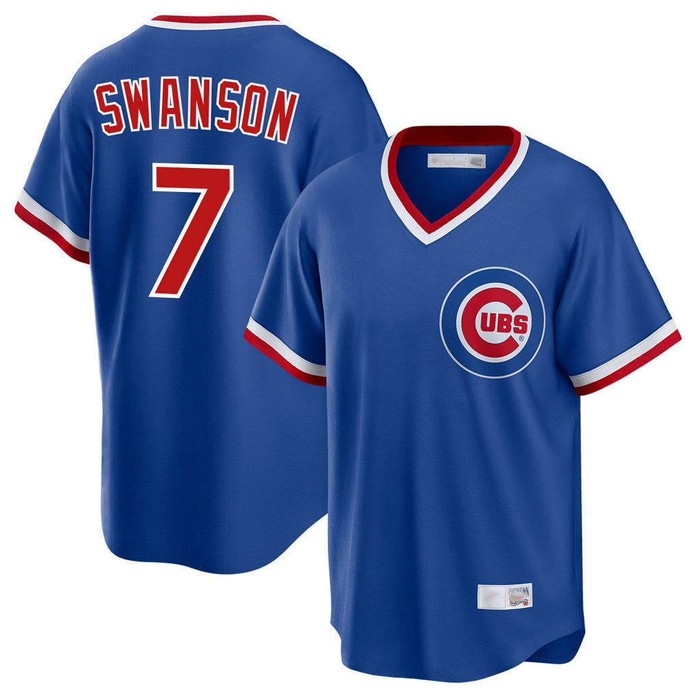 harde C.Cubs #7 Dansby Swanson Player Royal T-shirt Cooperstown Collection Limited Stitched Jerseys