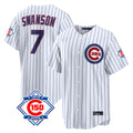 harde C.Cubs #7 Dansby Swanson Player White 150th Anniversary Game Home Stitched Jerseys