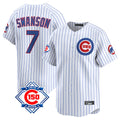 harde C.Cubs #7 Dansby Swanson Player White 150th Anniversary Limited Home Game Stitched Jerseys