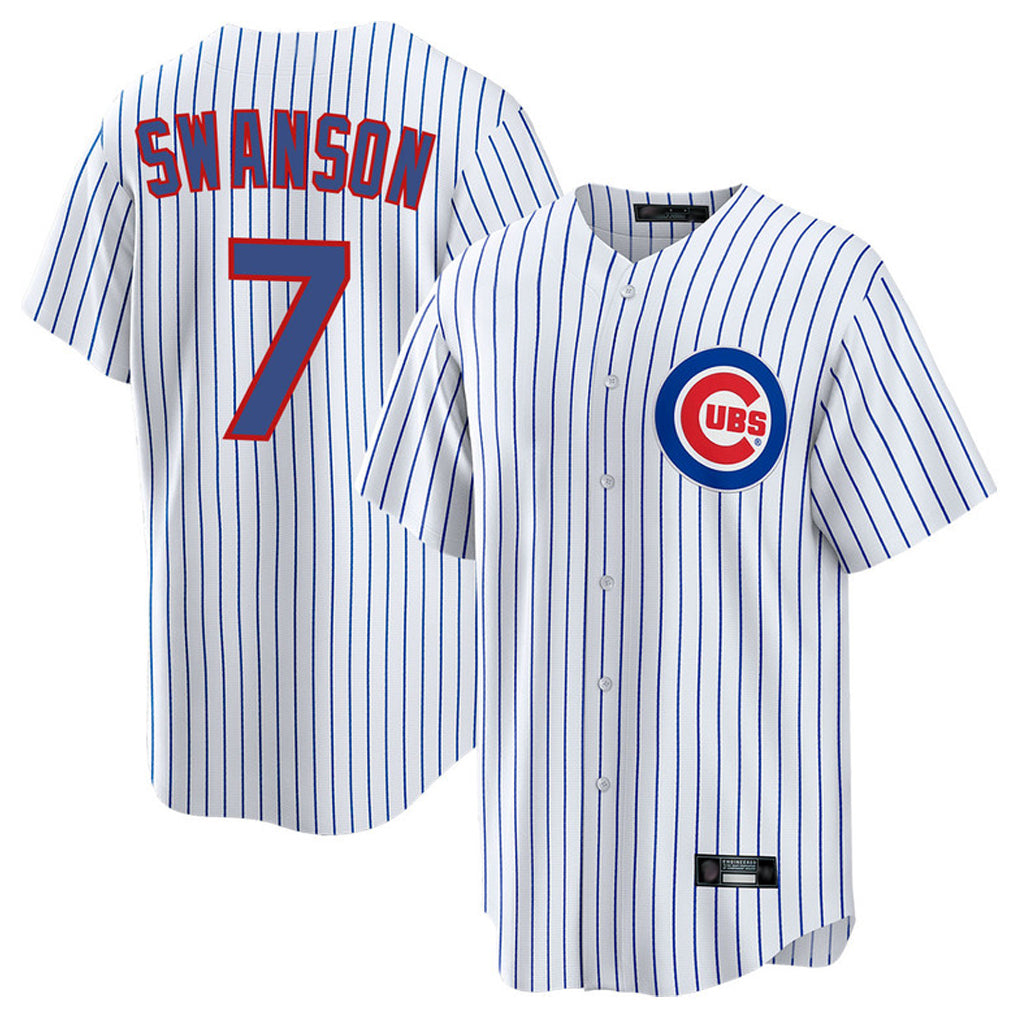harde C.Cubs #7 Dansby Swanson Player White Home Game Stitched Jerseys