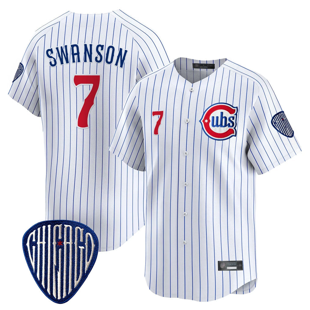 harde C.Cubs #7 Dansby Swanson Player White Pinstripe Vapor Premier Limited Home Stitched Jerseys